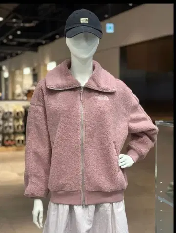 신상 The North Face 플리스 자켓 핑크 화이트 라벨 M