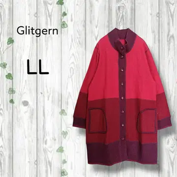 glitgern 하이넥 니트 하프 코트 울 빅 사이즈 핑크