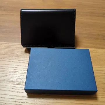 매끄러운 가죽 명함지갑 천연 가죽 소가죽 블랙 남성용 여성용 박스 포함