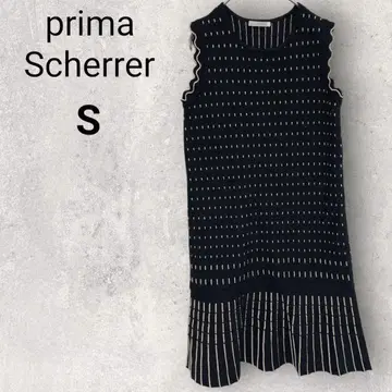 플리마켓 슬리브리스 원피스 미니 기장 S 블랙 도트 스트라이프