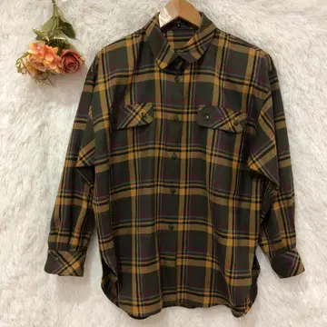 에디포 체크 무늬 레귤러 셔츠 [M] 울 100% 긴팔