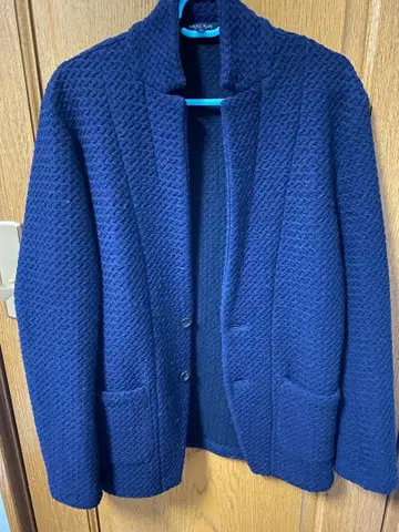 MICHEL KLEIN 니트풍 테일러드 자켓 48 네이비