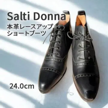 Salti Donna 천연 가죽 레이스업 숏부츠 24cm 고급