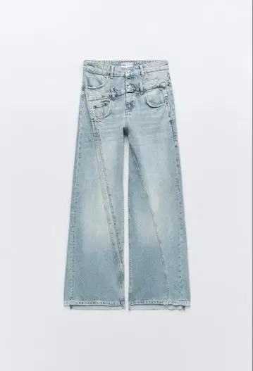 ZARA TRF 와이드 레그 더블 허리 밴딩 데님 팬츠