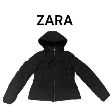 ZARA 후드 부착 블랙 다운 자켓