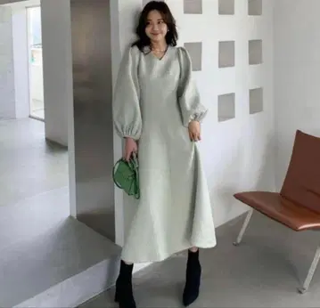 BirthdayBash 트위드퍼프 롱슬리브 드레스