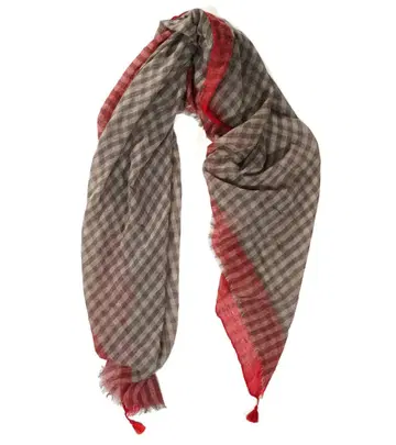 카트만두산 ARTS&SCIENCE 프린지 체크 캐시미어 스톨