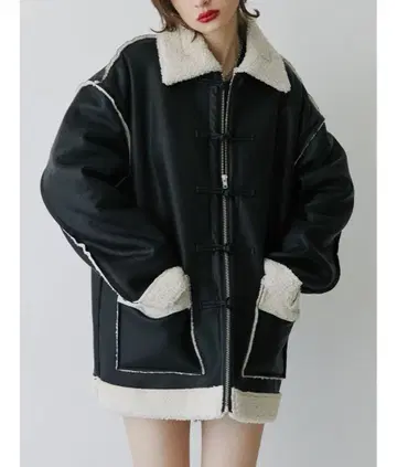 jouetie 페이크 무스탕 차이나 자켓