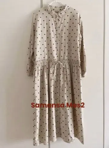 사만사 모스모스 린넨 혼 도트 프린트 원피스