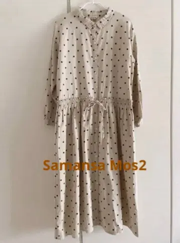 사만사 모스모스 린넨 혼 도트 프린트 원피스