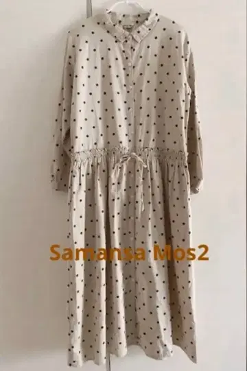 사만사 모스모스 린넨 혼 도트 프린트 원피스