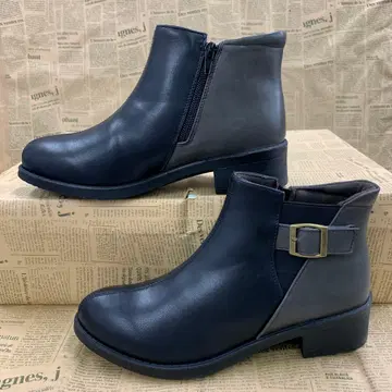 새상품 여성용 M 사이즈 폭넓은 발수 경량 인조 가죽 부츠 9858 블랙