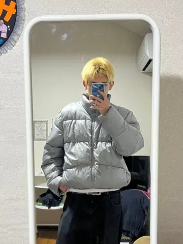 GAP 리사이클 다운 자켓 M 실버 광택 y2k 플리마 로프트