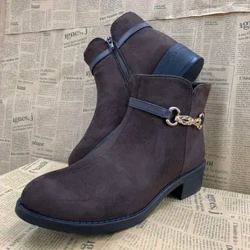 새상품 여성용 L 사이즈 경량 페이크 스웨이드 부츠 짙은 갈색 9860