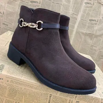 새상품 여성용 L 사이즈 페이크 스웨이드 부츠 짙은 갈색 9860