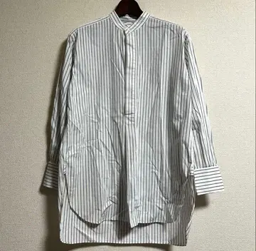 YLEVE 이레브 밴드 카라 스트라이프 셔츠 풀오버