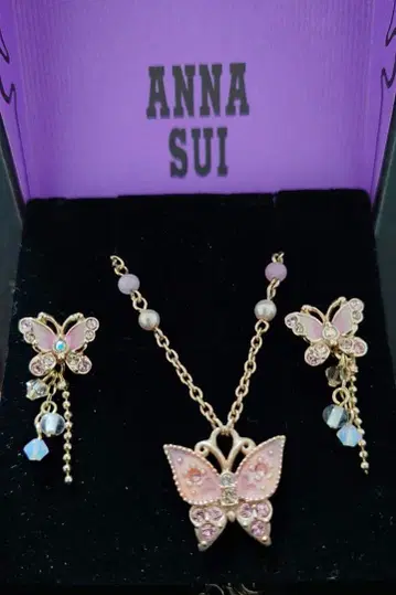 최종 가격 인하 ANNA SUI 안나수이 나비 목걸이 귀걸이 세트