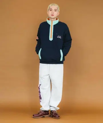 XLARGE 패널 나일론 스웨트 하프 지퍼