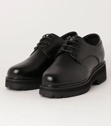 블랙 가죽 통굽 드레스 신발