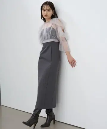 snidel Sustainable 리본 슬리브 볼레로 원피스