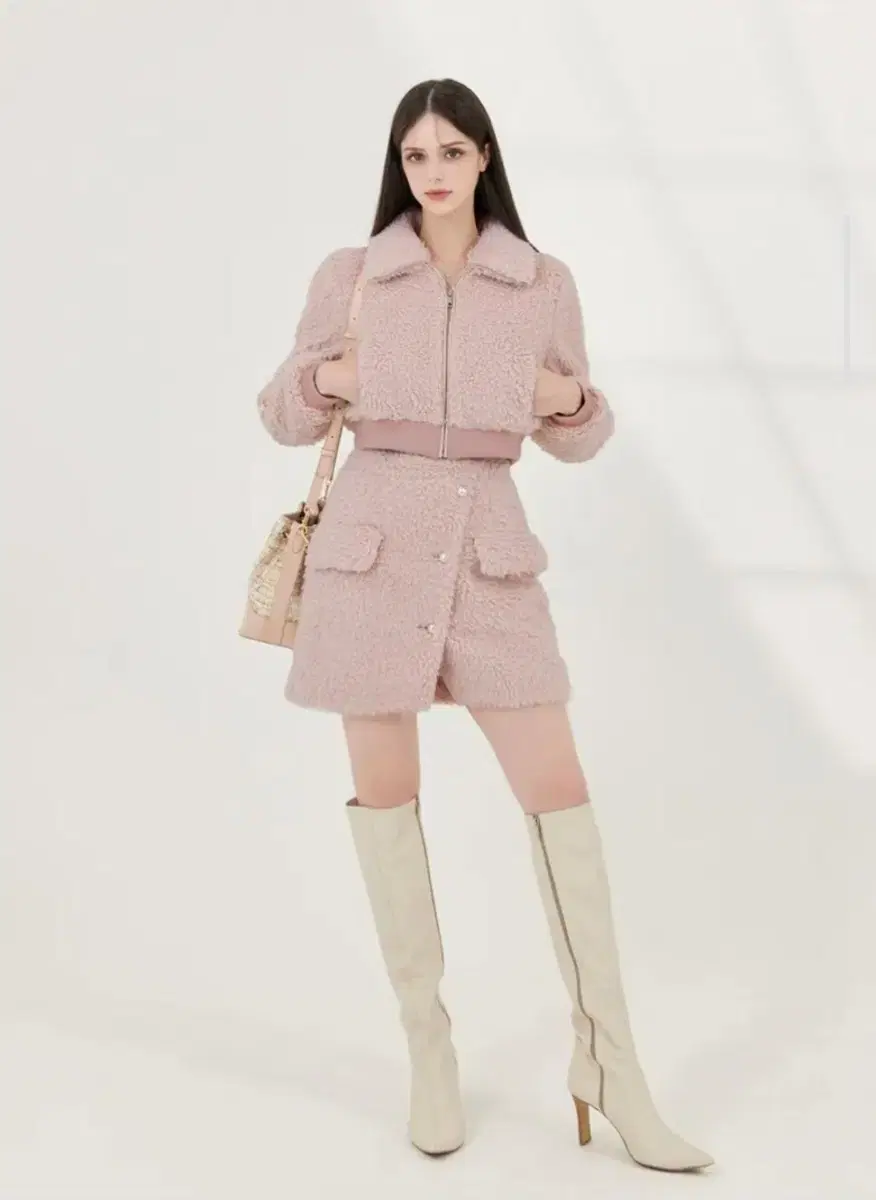 (Grace u) Fuzzy Fleece Teddy Setup Pink