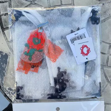 오사카 만박 블랙 미야쿠미야쿠 레이스 오샤레 백 에코백 클립 오렌지