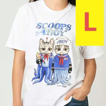 T셔츠 L 사이즈 graniph 기묘한 이야기 히구치 유코 화이트