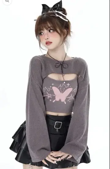 CRAZYGIRL 나비 니트탑