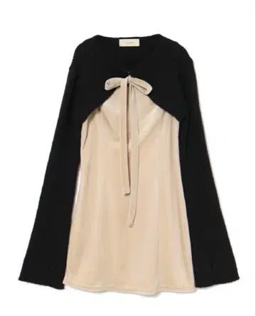 andmary Anita ribbon mini dress beige