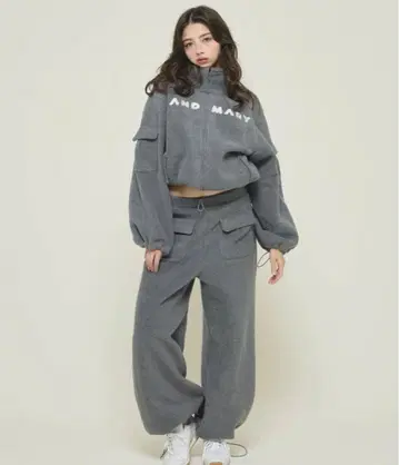 Mary 로고 플리스 재킷/팬츠 세트