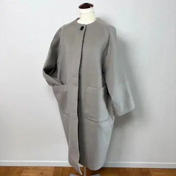 SLOBE IENA 그레이지 노카라 울 롱 코트