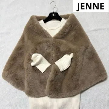 컨디션 최상 JENNE 제누 리치 볼륨 퍼 케이프 베이지