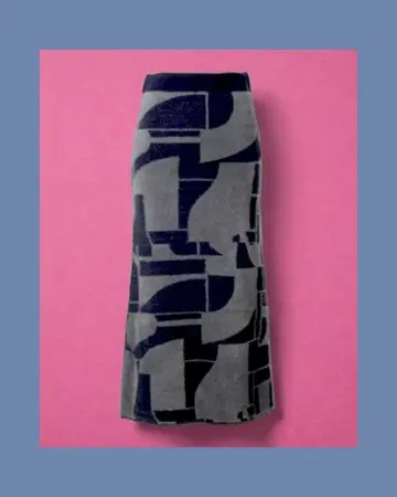 총무늬 샤기 니트 롱 기장 스커트 (네이비) M