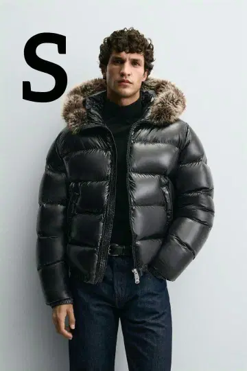 ZARA 페더 후드 부착 다운 자켓 S 사이즈