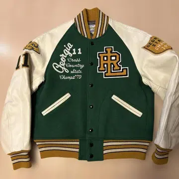 used 동양 화이츠빌 바시티 자켓 38 그린 x 크림 WV11152