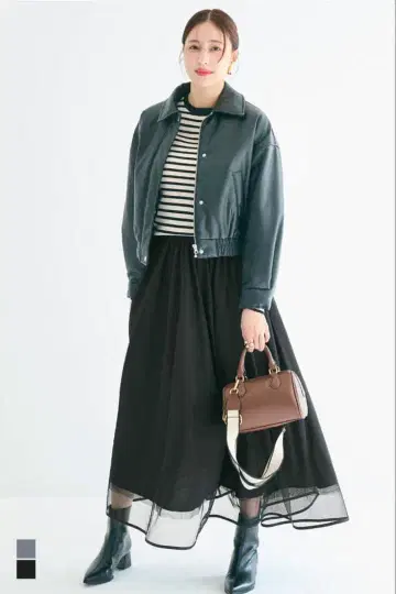 코카  롱 A라인 플레어 블랙 M