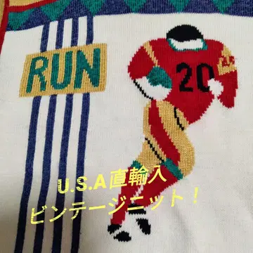 U.S.A 직수입 5 빈티지 미식축구 디자인 니트 스웨터 레어품!