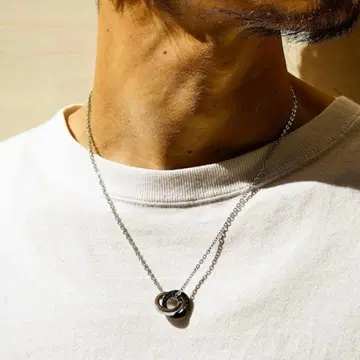 LION HEART 남성용 목걸이 2연 반지