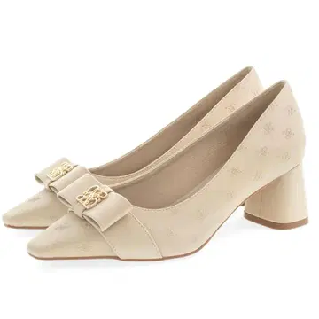 RANDA 란다 모노그램 펌프스 모노그램 펌프스 베이지 와이드 힐