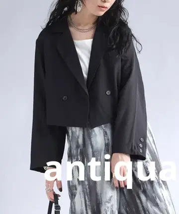 완판템*antiqua*숏 기장 테일러드 자켓 블랙 모드