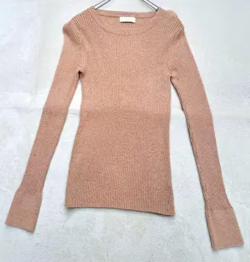 카구레 코튼 x 캐시미어 티셔츠 리브 긴팔 상의 베이지