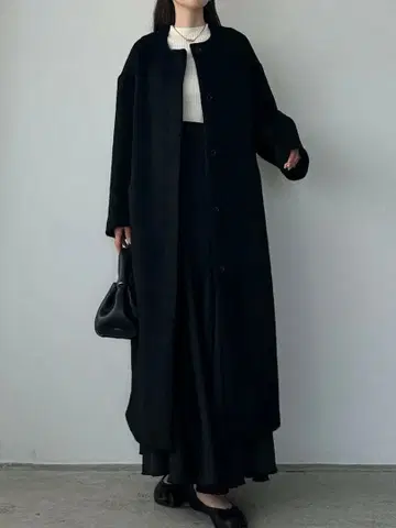 기간 한정 가격 Louere JUNOAH 샤기 노카라 코쿤 롱 코트