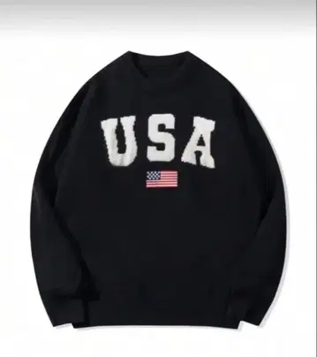 [ US 구제 의류 ] 로고 자수 블랙 니트 스웨터