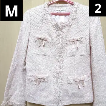 GALLERY VISCONTI 프린지 핑크 코트 리본 포켓