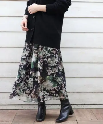 FRAMeWORK 프레임워크 양류 꽃무늬 스커트 플라워 쉬폰