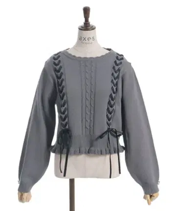 레이스업 니트 풀오버