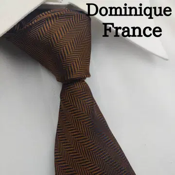 도미닉 프랑스 고급 실크 넥타이 올 패턴 다크 브라운