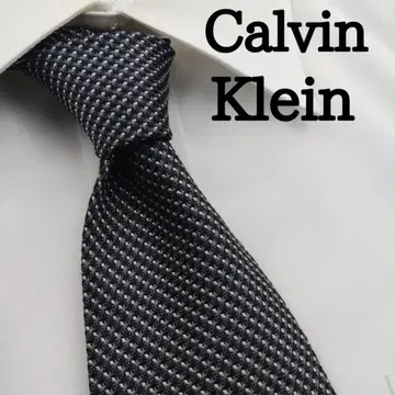 캘빈클라인 고급 실크 넥타이 올 패턴 블랙