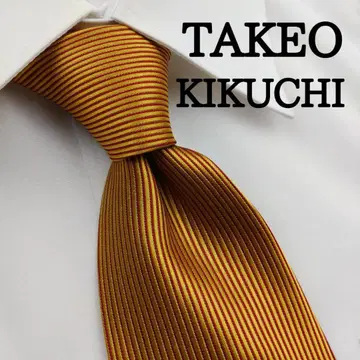 다케오 키쿠치 고급 실크 넥타이 올 패턴 베이지