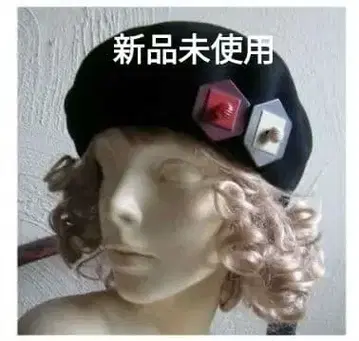 미사용 새상품 FRANCE Vintage 버튼 트리밍의 블랙 베레모